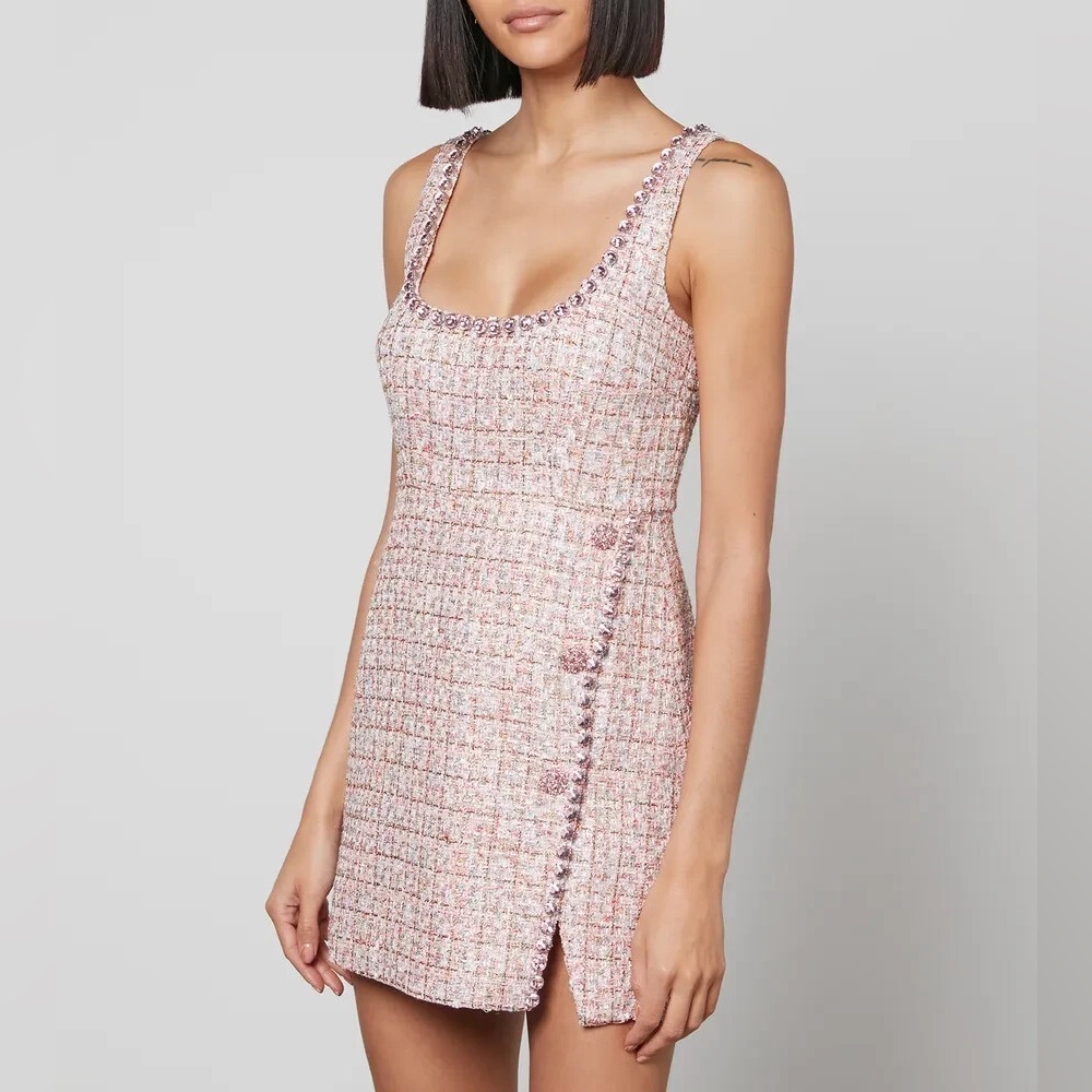 Self-Portrait Pink Tweed Mini Dress